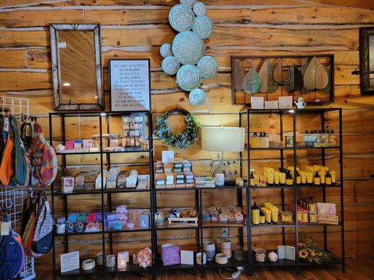 Lotions, soaps, jewlery and more.