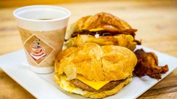 Sausage egg and cheese, bacon egg and cheese croissants!