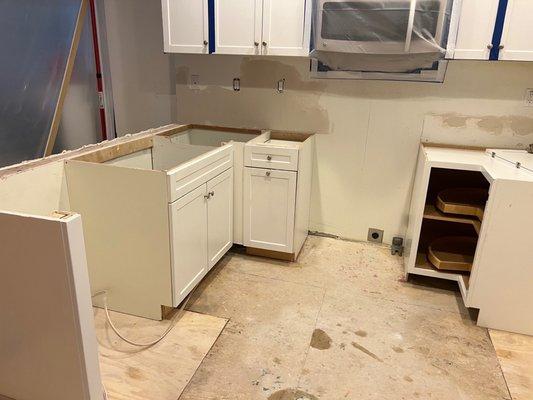 During (they added a lazy Susan in the corner to maximize space in my small kitchen)