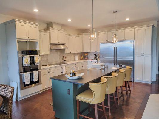 Cabinet Paint After - Worldly Gray Perimeter Cabinets and a Forrestwood Island