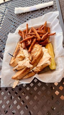 Turkey Reuben and Sweet Potato Fries