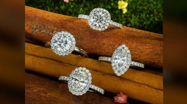 Custom designed diamond engagement rings