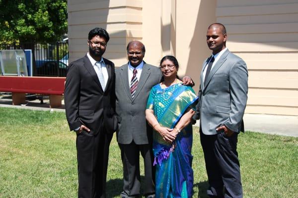 Pastor Ranjan Samuel, his wife Mrs. Usha Samuel and his children.