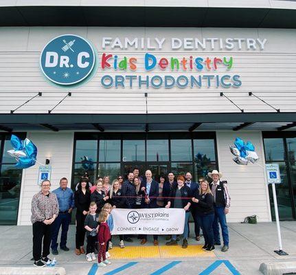 Ribbon cutting at opening ceremony of Dr. C Family Dentistry, Airway Heights WA