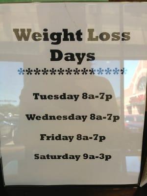 The weight loss doctor(DR. CHU) will be in all next week.