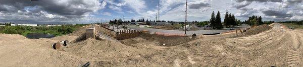 Panorama of closed section of bike trail for construction