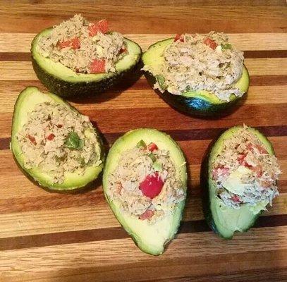 Tuna stuffed avocados