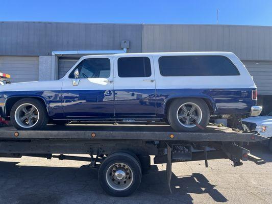 Custom truck delivered to a shop!