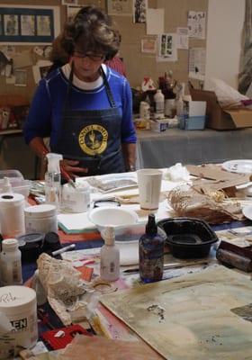 working during a recent acrylic and abstract workshop