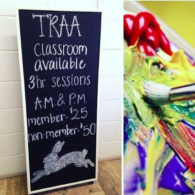 Are you an art teacher in the Greenville / TR area? Need a space for class? We have a room for rent! http://artintr.com/join-traa