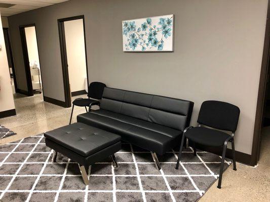 Comfortable waiting area while the whole family gets checked and treated! Complete with a coffee bar!