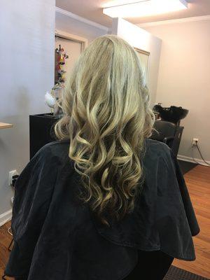 Andrea was 90% grey until our stylist Anne gave her this is beautiful blonde!