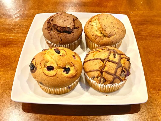 Freshly made muffins. Pick your favorite from our variety of options.