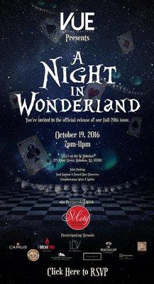 We are a proud sponsor of the 2016 A Night in Wonderland hosted by VUE NJ. October 19, 2016 at the W Hoboken...