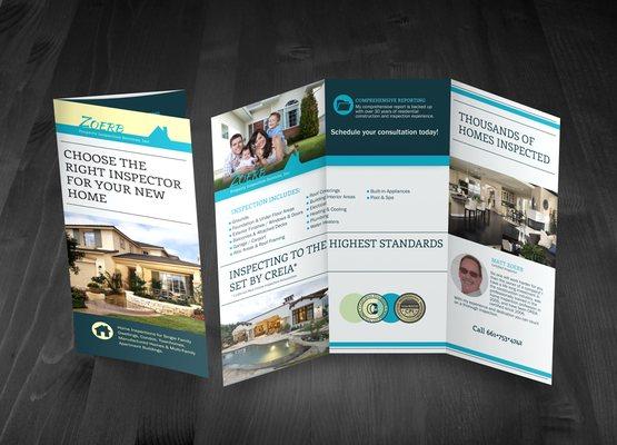 Brochure, Business Card, and Website all working together to provide a cohesive fresh look.