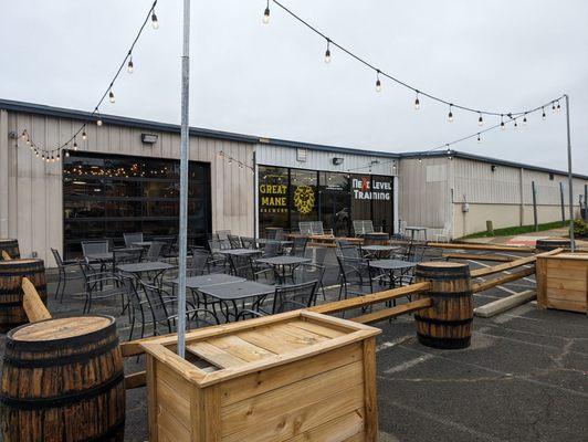 Entrance and suburban beer garden