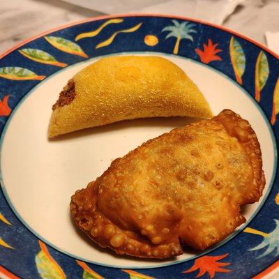 Top: broccoli and cheese empanada Bottom: hotdog and cheese empanada   (Brought these home to eat)