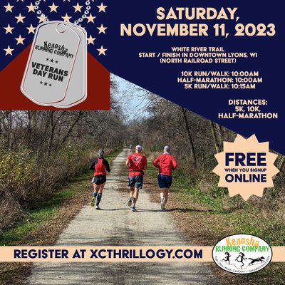 FREE event if you sign up before Friday, November 10th @10am
Distances: 5K, 10K & Half Marathon
xcthrillogy.com