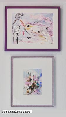 2 delicate watercolors painted by artist, Erica Alonso