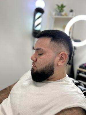 Mohawk fade with beard trim