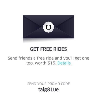 When you enter my promo code taig81ue you will get 15$ towards a ride when u first sign up.