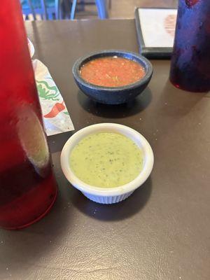 Verde and Roja salsa.  Both very tasty