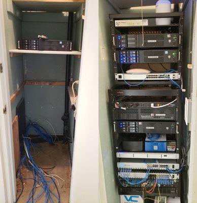 Before and after network/server setup.