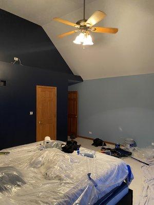 Master bedroom 2 colors and ceiling after