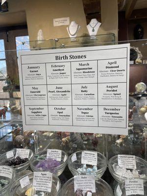 Cool info on birth stones. Ask the guy behind the counter about this chart!