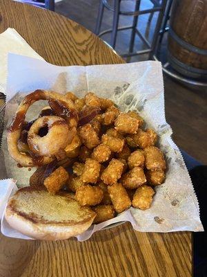 Cowboy Burger with Tater Tots