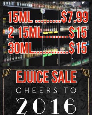 All Vape juice on Sale until new year 15ml $7.99 30ml $15