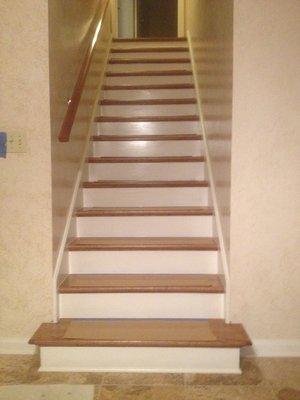 Stair tread replacing carpet