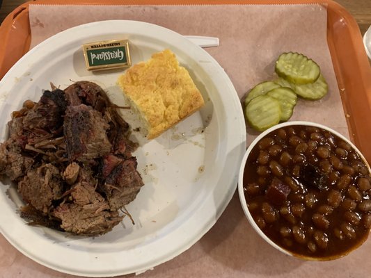 Burnt ends with BBQ Beans