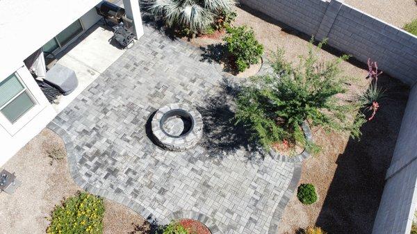 Paver patio with firepit