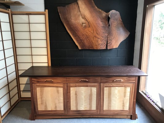 Sofia Side Board in Curly Birch, African Wedge and Sapele