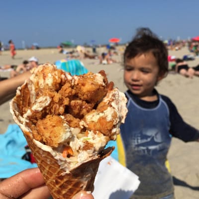 Fried Chicken in a Cheddar Cheese Waffle Cone from Brooklyn Star