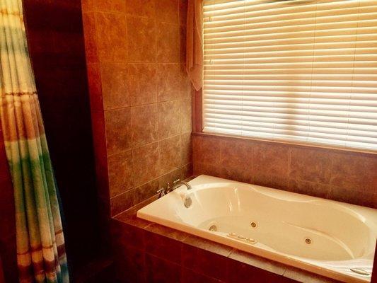 A jacuzzi hot tub in the Master Suite bathroom along with a large walk-in shower? Heck yeah!!