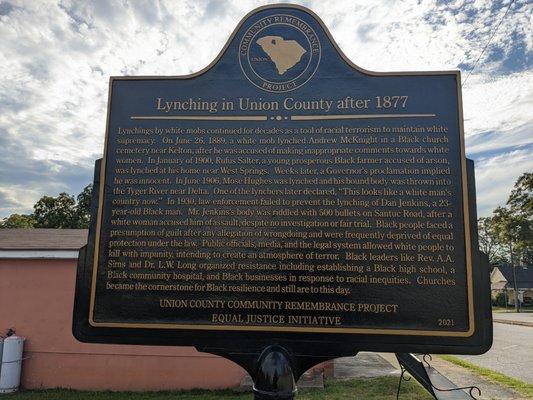 Lynching in America Historical Marker, Union