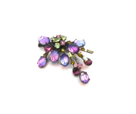 1960's Rhinestone & Art Glass Brooch designed by Alice Caviness.