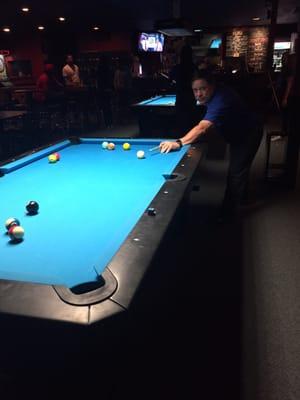 Tables at the very nice pool hall & bar - The Cue