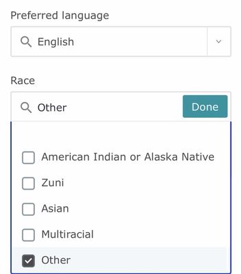 Here's Bieter eye center's racial categories...