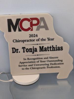 She's the Chiropractor of the year!