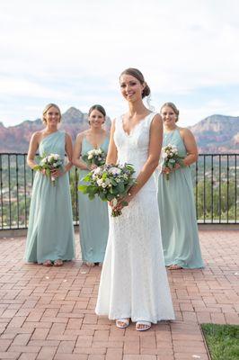 The bride and her bridesmaids at a gorgeous wedding in Sedona.