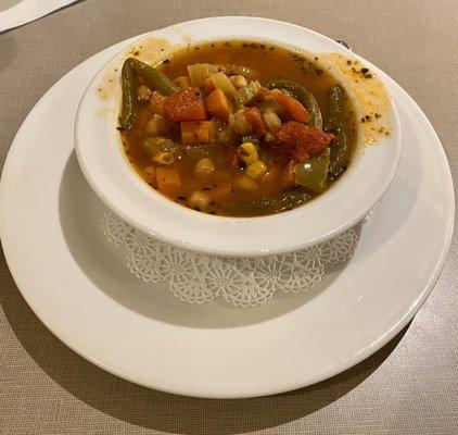 Soup du jour (garbanzo beans and veggies today)