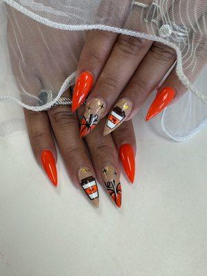 Pumpkin spice nail design by Angela!