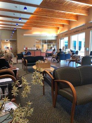 Waiting area and reception desk.