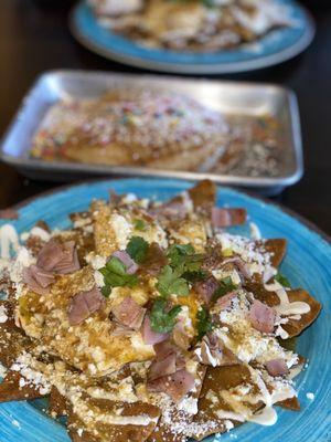 Green Chilaquiles added ham