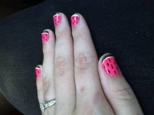 Watermelon nail art!!