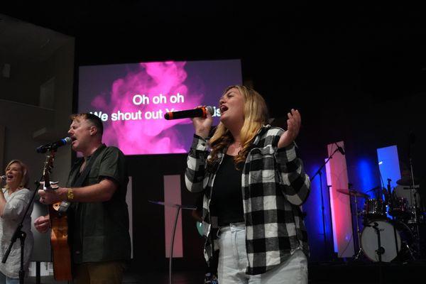 We worship with modern worship songs, traditional hymns, and songs we write from our team!