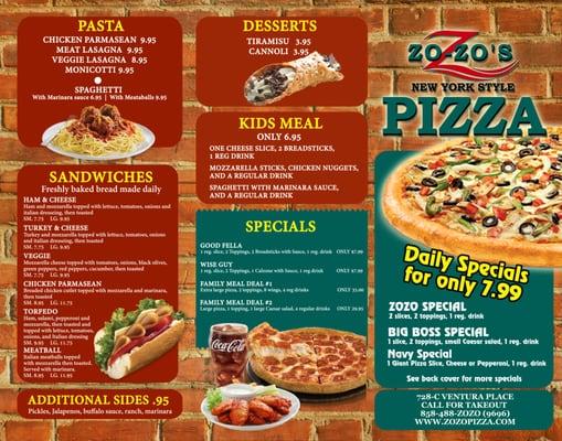 Graphic Design-
 Menu for ZoZo Pizza in Mission Beach, CA